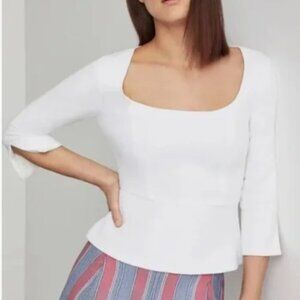 BCBGMAXAZRIA Peplum Top – Optic White, Medium, NWT
